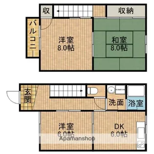 静岡県藤枝市郡1丁目【テラスハウス】の間取り