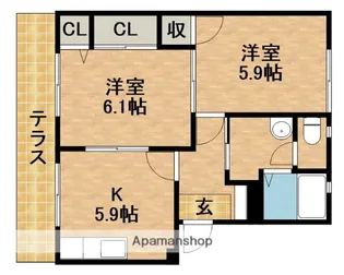 サザンクロスA【1階】の間取り