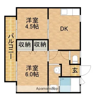 メゾンドパラディB【2階】の間取り