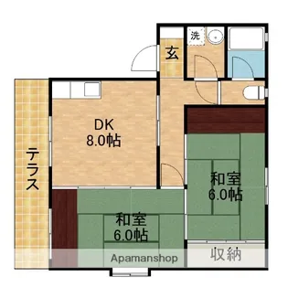 コテージ グロースターC【101号室】の間取り