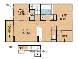 カーサ・ソレイユ【2階】の間取り