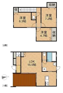 静岡県浜松市中央区入野町【テラスハウス】の間取り