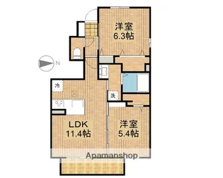 クランベリーKAMO【1階】の間取り