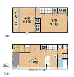 静岡県湖西市新居町中之郷【テラスハウス】の間取り