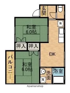 コーポハマナコD【2階】の間取り