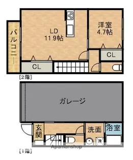 LA VIE GAREGE舞阪【A号室】の間取り