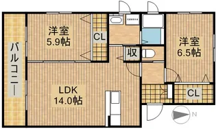 ハイツ・キノト【1階】の間取り