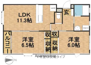 ヴィラキタン【102号室】の間取り