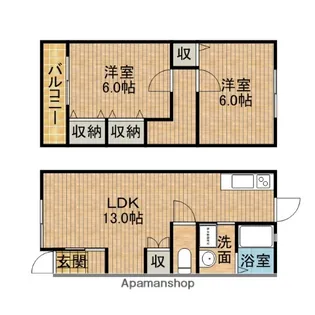 静岡県藤枝市大東町【テラスハウス】の間取り