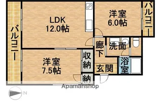 2LDKの間取り画像