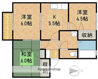 プラースⅡA【202号室】の間取り
