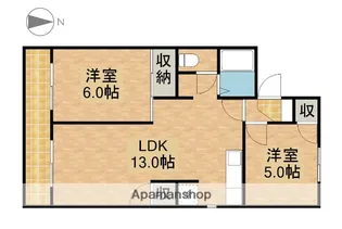 五平ハイツB【2階】の間取り