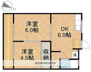 ハイツマルミA【1階】の間取り