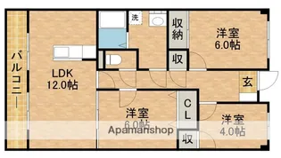 エンデバーひくま【2D号室】の間取り