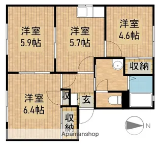 サンフラワーB【1階】の間取り