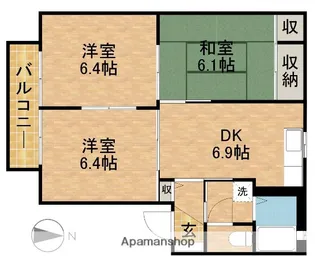 サニーコート小豆餅【203号室】の間取り