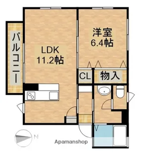 クレセントブルーB【201号室】の間取り