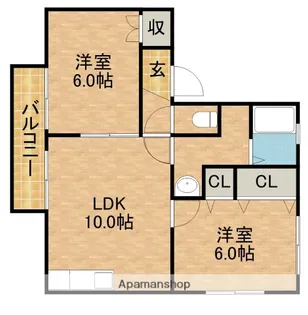 ハイカムール上島ⅡB【201号室】の間取り