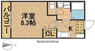 クレフラスト龍禅寺B【2階】の間取り