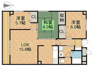 ライフ第5マンション大平台【5階】の間取り