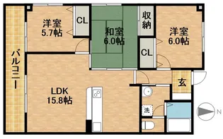 ライフ第5マンション大平台【4階】の間取り