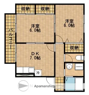 ハイカムール有玉【202号室】の間取り