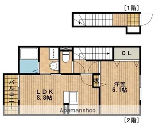 グランドゥールA【2階】の間取り