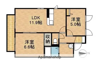 フロールΜA【2階】の間取り