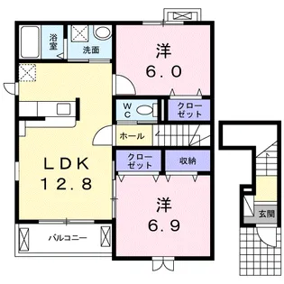 プリムローズⅢ【2階】の間取り