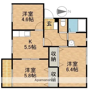 ベルハイツⅡA【202号室】の間取り