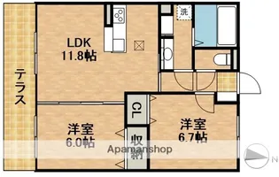GRACE GARDEN【102号室】の間取り