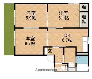 シティフィールド【101号室】の間取り