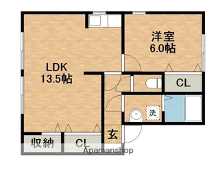 ハイカムール和田A【1階】の間取り