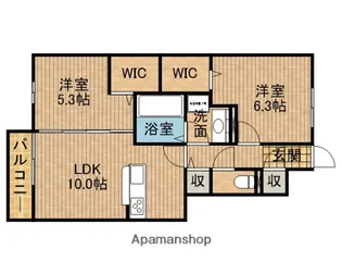 オーシャンエイト【1階】の間取り