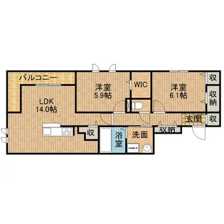 2LDKの間取り画像