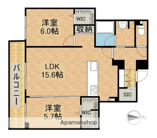 グランメゾン南浅田【1階】の間取り