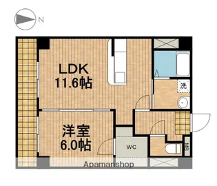 ランドベル【203号室】の間取り