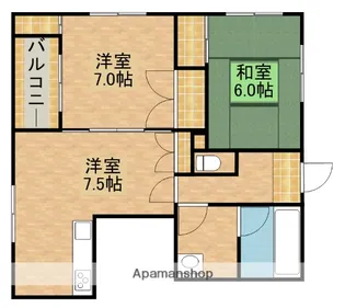 尾野スカイハイツⅢ【2階】の間取り