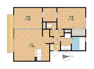 ルーベライト初生B【1階】の間取り