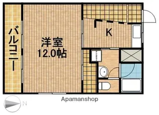 ルームミニオンB【4階】の間取り
