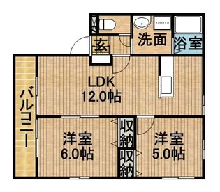 2LDKの間取り画像