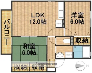 コーポベルーガB【1階】の間取り