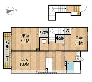 ルピナスB【2階】の間取り