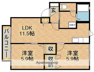 グランビス篠原【1階】の間取り