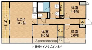 静岡県袋井市堀越2丁目【マンション】の間取り