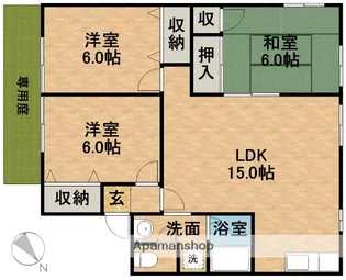 セジュールKOA【1階】の間取り