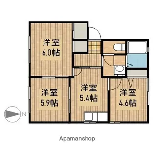 大山壱番館B【202号室】の間取り