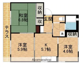 シュライン宮西B【102号室】の間取り