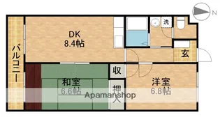 ビューしじみの森【1B号室】の間取り