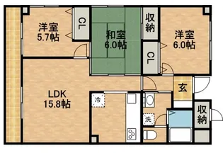 ライフ第5マンション大平台【1階】の間取り